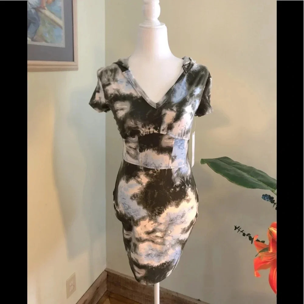 Tie dye dress with hood new